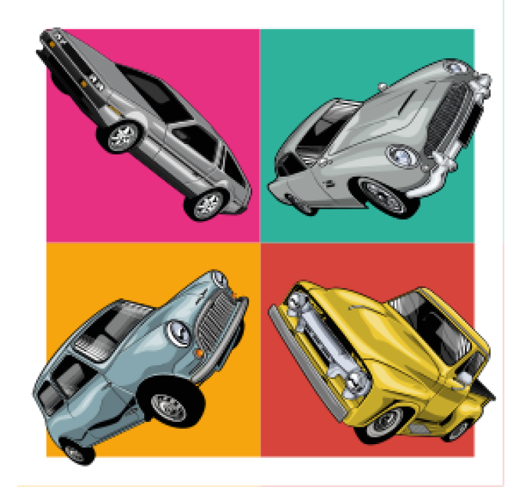 Four designs of old cars vintage coaster - TenStickers