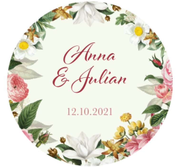 Wedding coasters floral wedding personalized - TenStickers