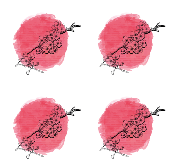 Floral outline on pink coasters - TenStickers