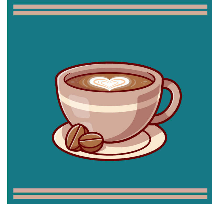 Modern coasters coffee cup with heart - TenStickers