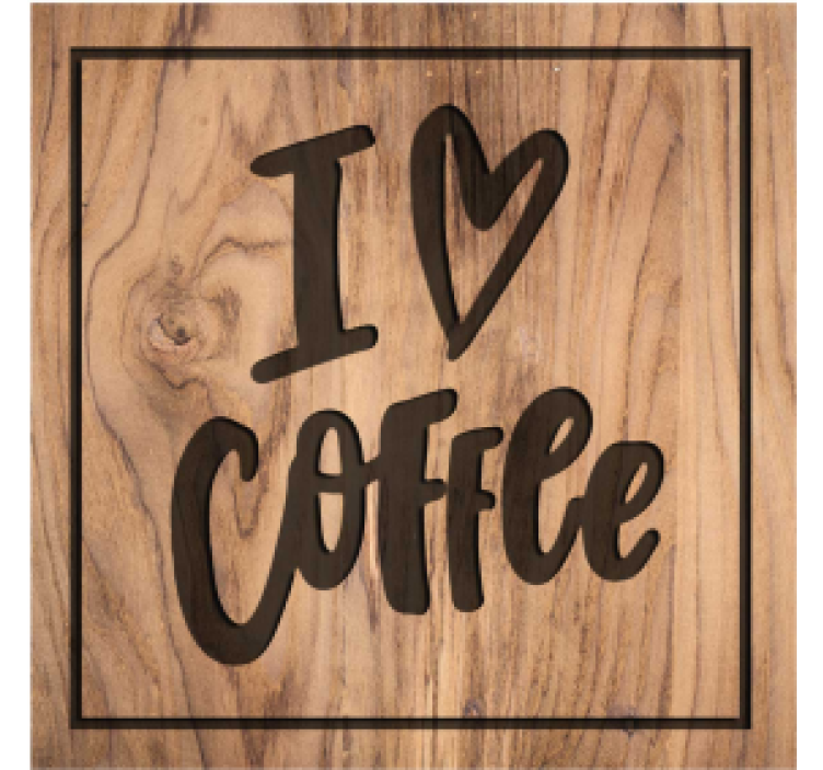 Text coasters coffee love wooden sign - TenStickers