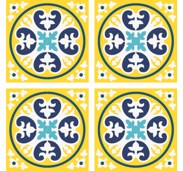 Yellow and blue Moroccan style tile coasters - TenStickers
