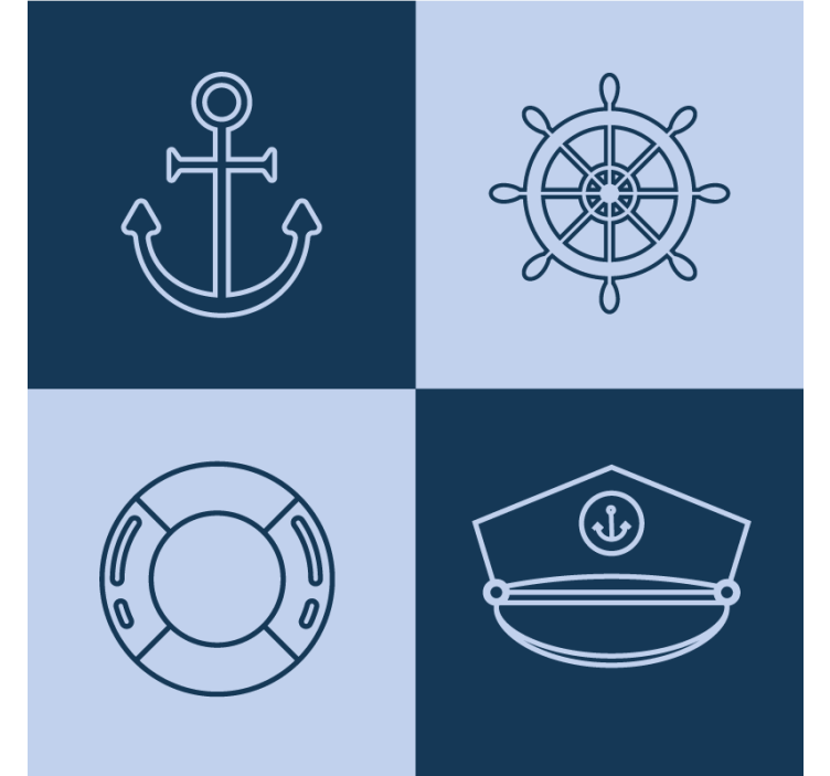 Modern coasters with anchor & nautical designs - TenStickers