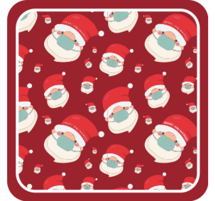 Christmas coaster with festive santa figures - TenStickers
