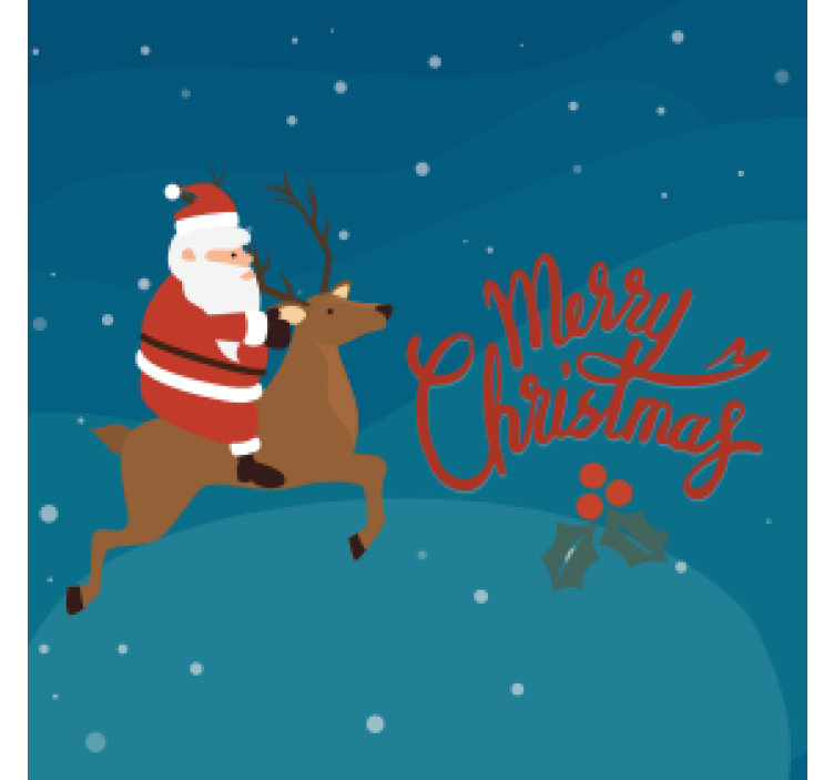 Christmas coaster santa on reindeer - TenStickers