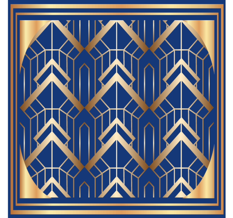Modern coasters in geometric blue and gold design - TenStickers