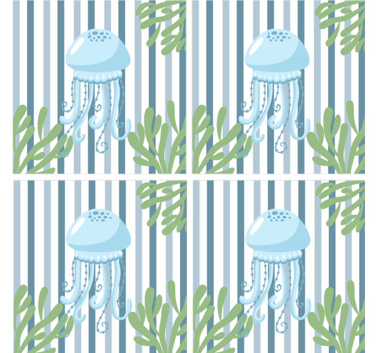 Modern coasters jellyfish design with stripes - TenStickers