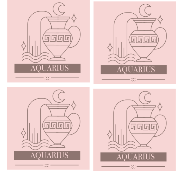 Text coasters aquarius zodiac sign - TenStickers