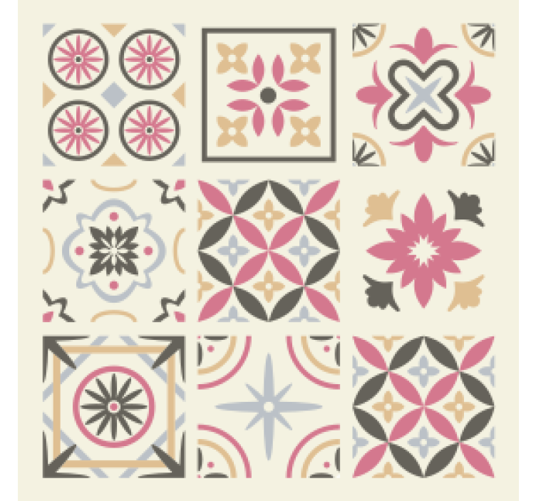 Tile coasters geometric floral design - TenStickers