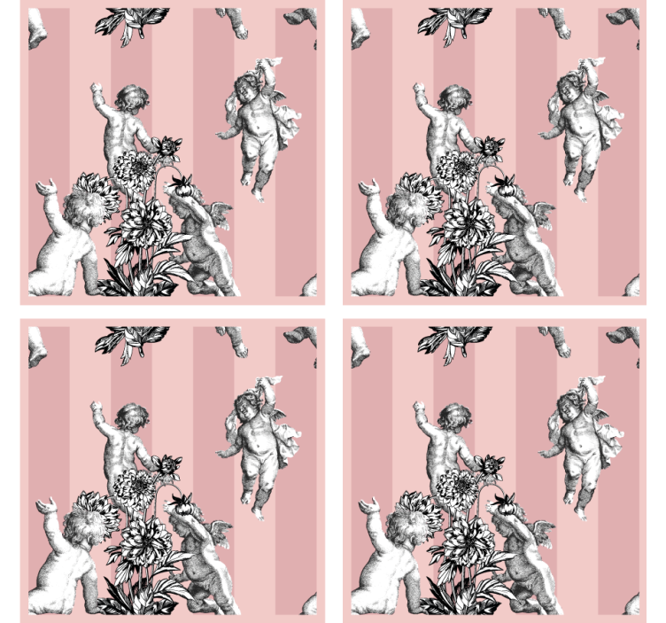 Cherubs and Floral Motif vintage coasters - TenStickers
