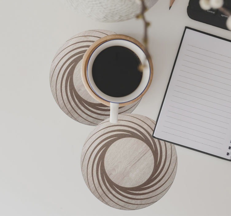 Brown wooden swirl modern coaster - TenStickers