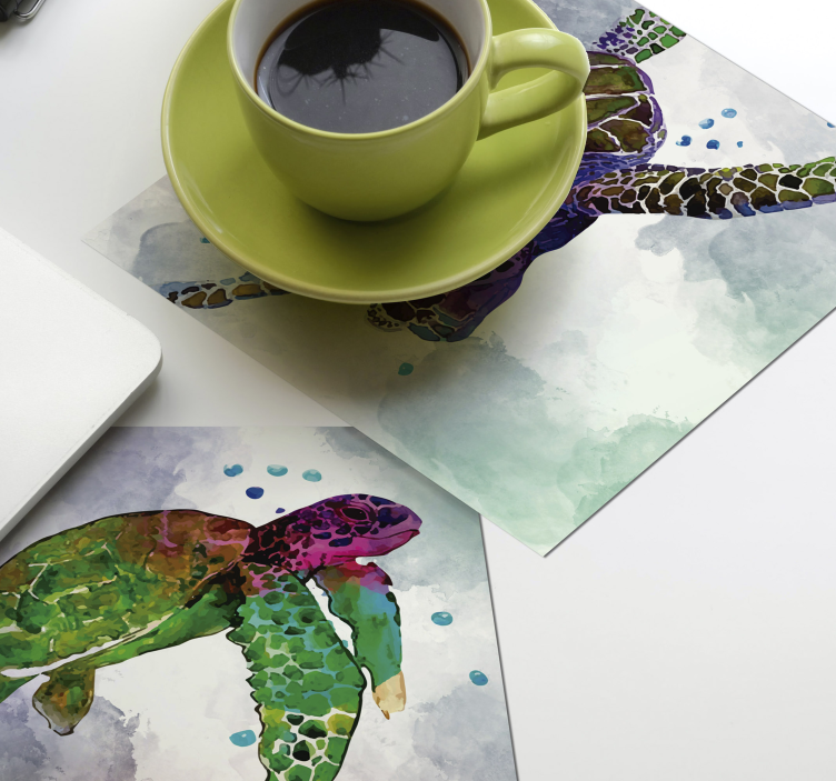 Colourful Abstract Turtles Coaster Set - TenStickers