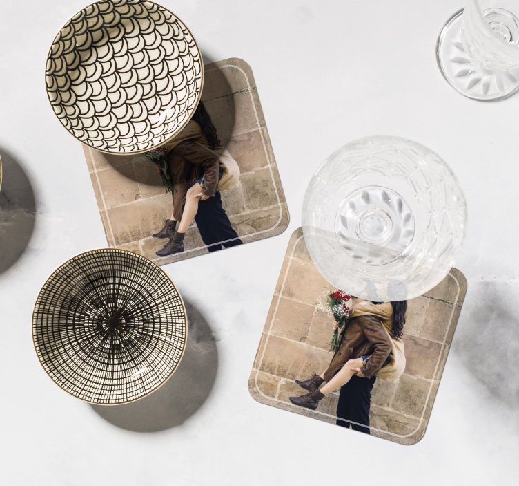 Couple photo personalised coasters - TenStickers