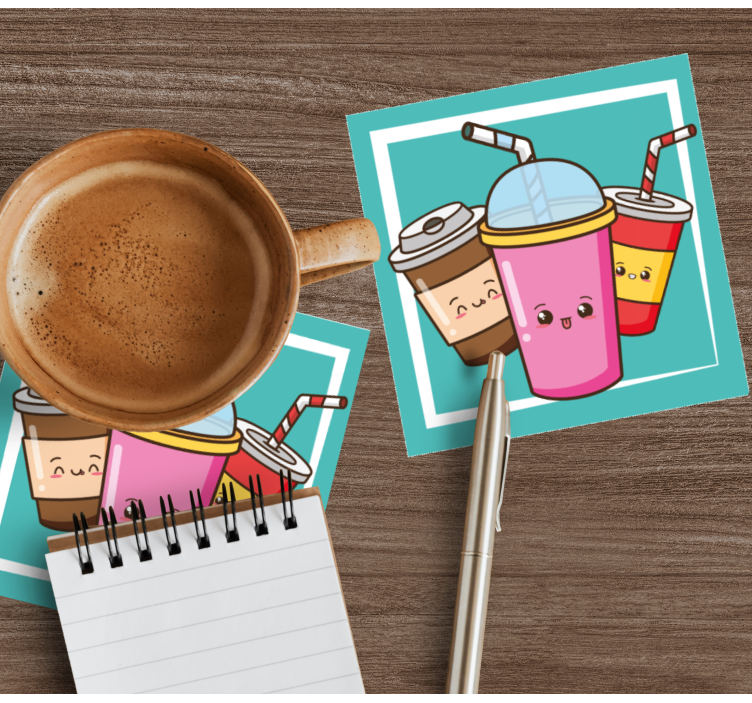 Fast food drinks illustration more coasters - TenStickers