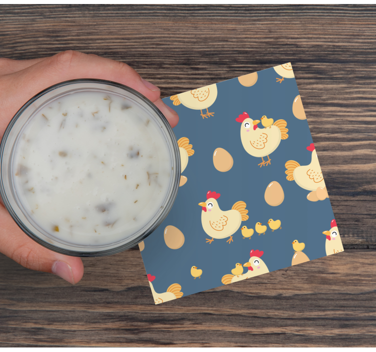 Hen and chick seamless pattern  modern coaster - TenStickers