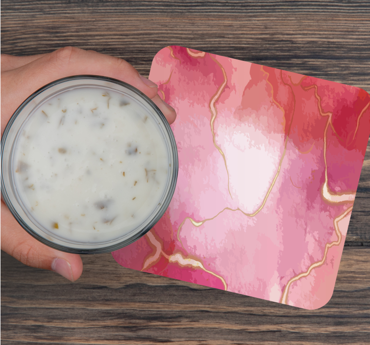 Pink and gold marble effect modern coaster - TenStickers
