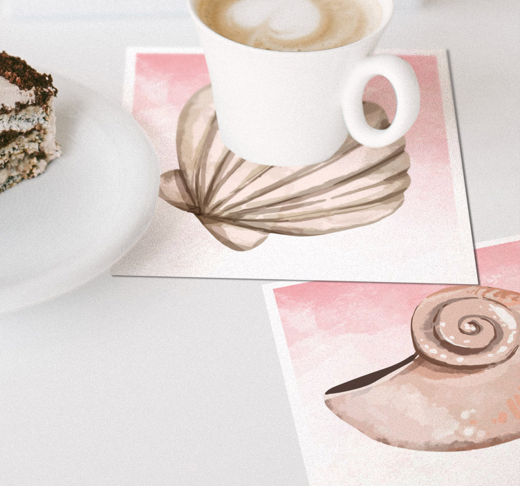 seashells watercolor shell coaster - TenStickers