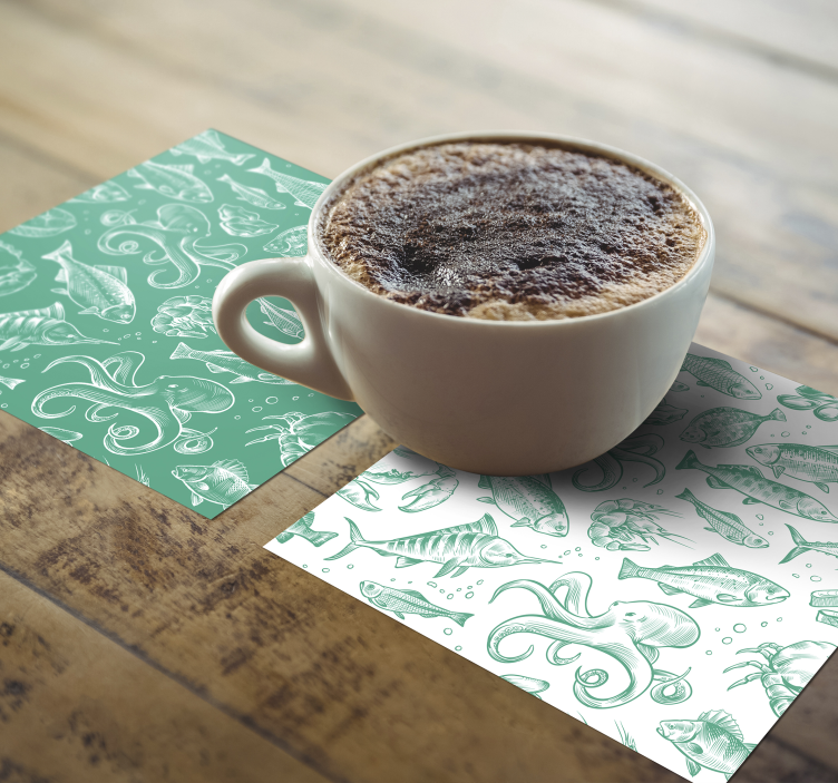 Awesome sketch fish hand drawn coaster - TenStickers