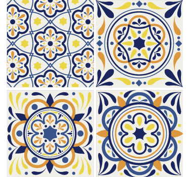 Colourful Portuguese tile print coaster - TenStickers