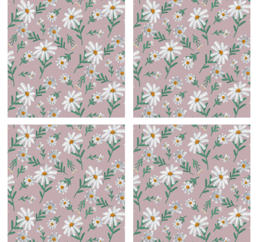 Coasters with floral pattern background - TenStickers