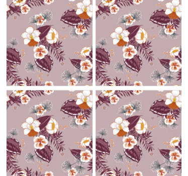 Floral patterned surface coasters - TenStickers