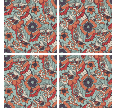 Colourful Paisley Print Floral Coaster - TenStickers