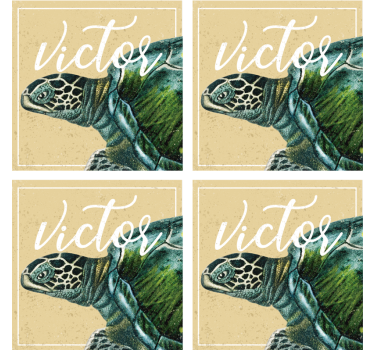Personalisable coasters turtle illustration with name - TenStickers