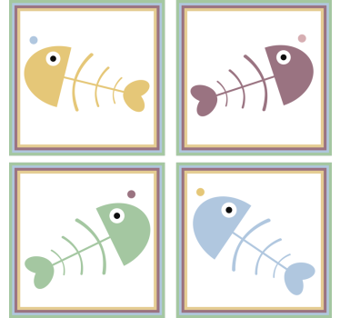 Colorful fish skeletons coasters - TenStickers