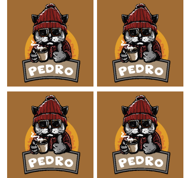 Geek coasters cool cat holding coffee - TenStickers