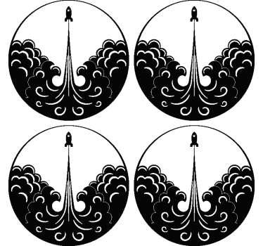 Geek coasters rocket launching waves - TenStickers