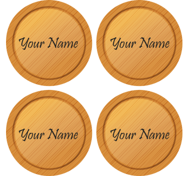 wood texture with text personalised beer mats - TenStickers