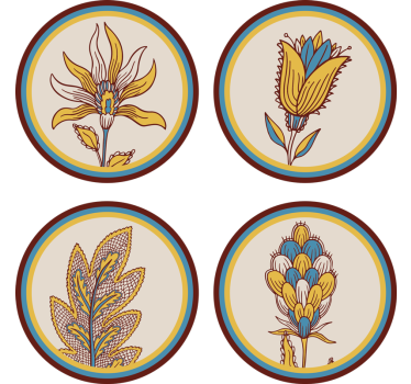 Coasters floral design set - TenStickers