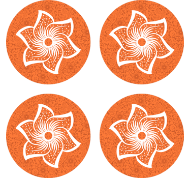 Stylish orange flora beer mats - TenStickers