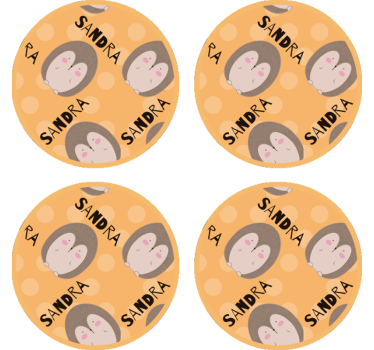 Personalisable coasters with adorable hedgehog design - TenStickers