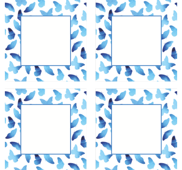 Personalisable coasters butterfly pattern blue frames - TenStickers