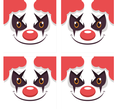 Geek coasters playful clown face design - TenStickers