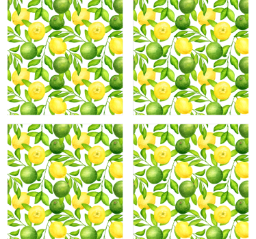 Coasters with vibrant citrus floral design - TenStickers