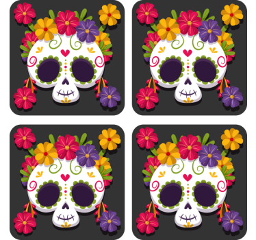 day of the dead flower coaster - TenStickers