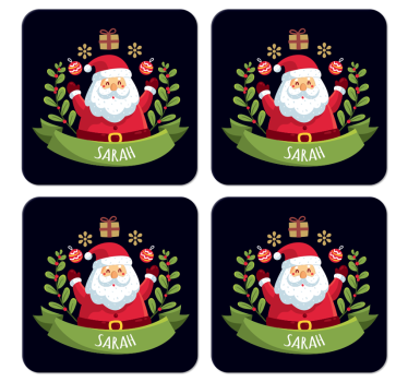 santa claus with name xmas coasters - TenStickers