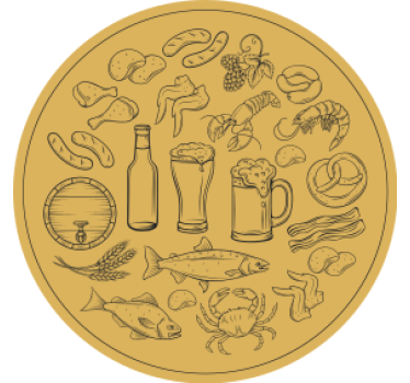 Beer mats featuring food and beverage icons - TenStickers