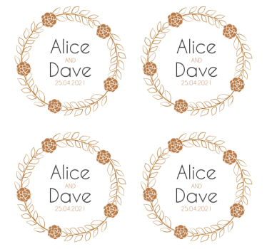 Wedding coasters floral wreath custom design - TenStickers