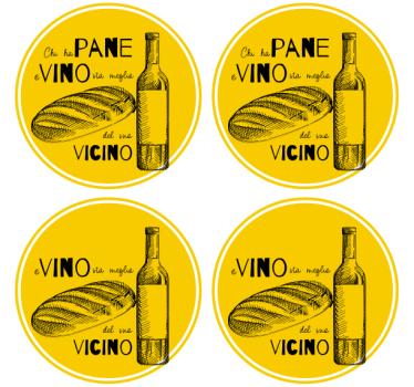 Personalisable coasters wine bottle and bread - TenStickers