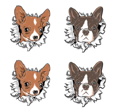 Geek coasters chihuahua and bulldog faces - TenStickers