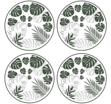 Coasters with lush greenery circle design - TenStickers