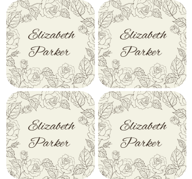 Vintage roses personalised beer mats - TenStickers