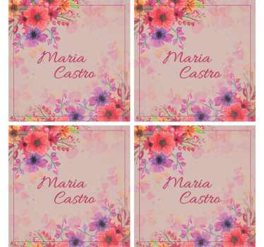 Personalisable coasters with floral designs - TenStickers