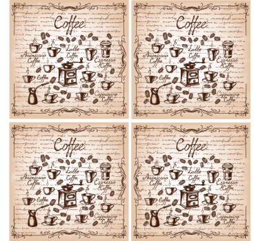 Personalisable coasters coffee types artwork - TenStickers