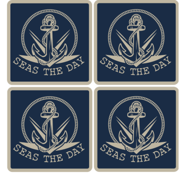 Blue anchor design personalised beer mats - TenStickers