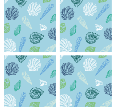 Coasters with seashell patterns motif - TenStickers
