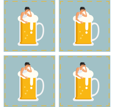 Beer mats relaxing beer mug illustration - TenStickers